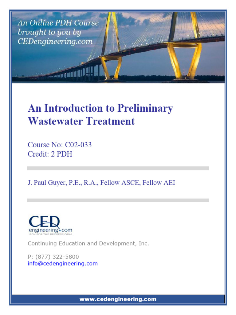 Introduction to Preliminary Wastewater Treatment | PDF | Sewage ...