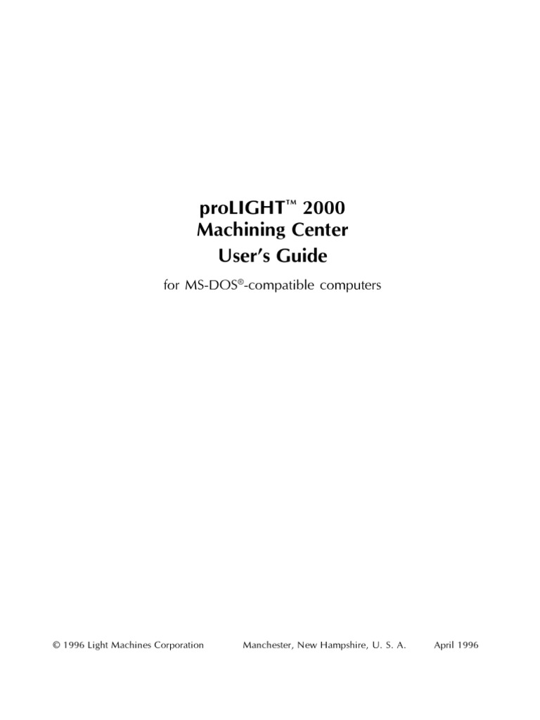 ProLight 2000 DOS Manual | PDF | Electrical Connector | Numerical Control
