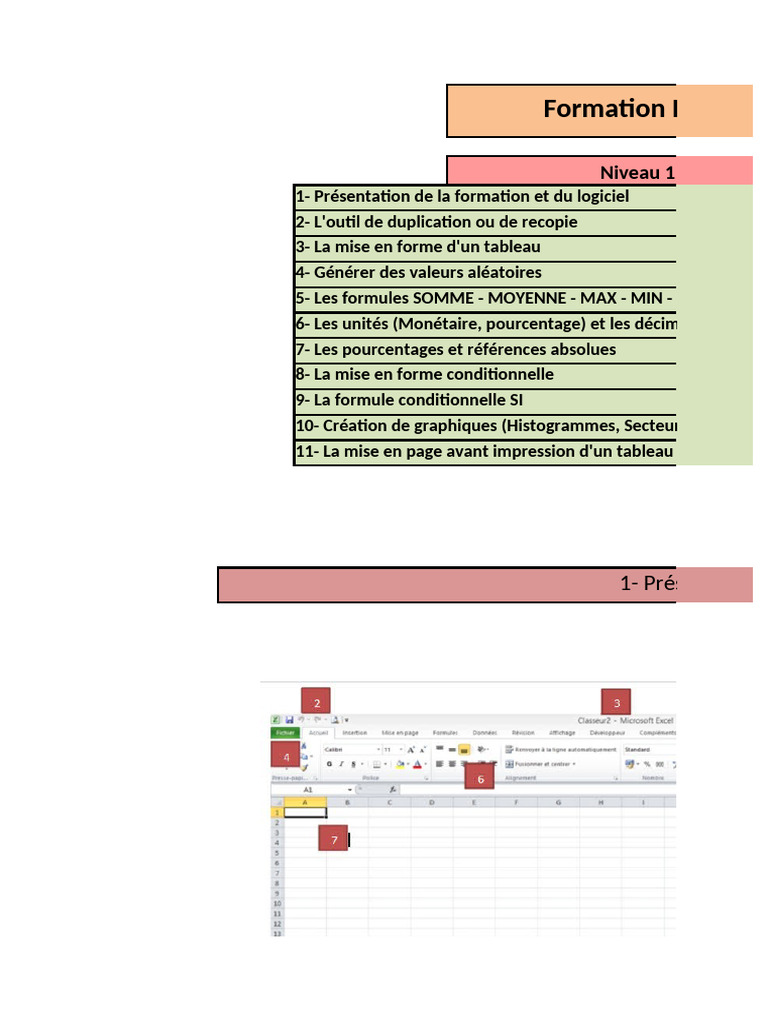 Formation Excel Niveau 1: Initiation | PDF | Microsoft Excel | Décimal