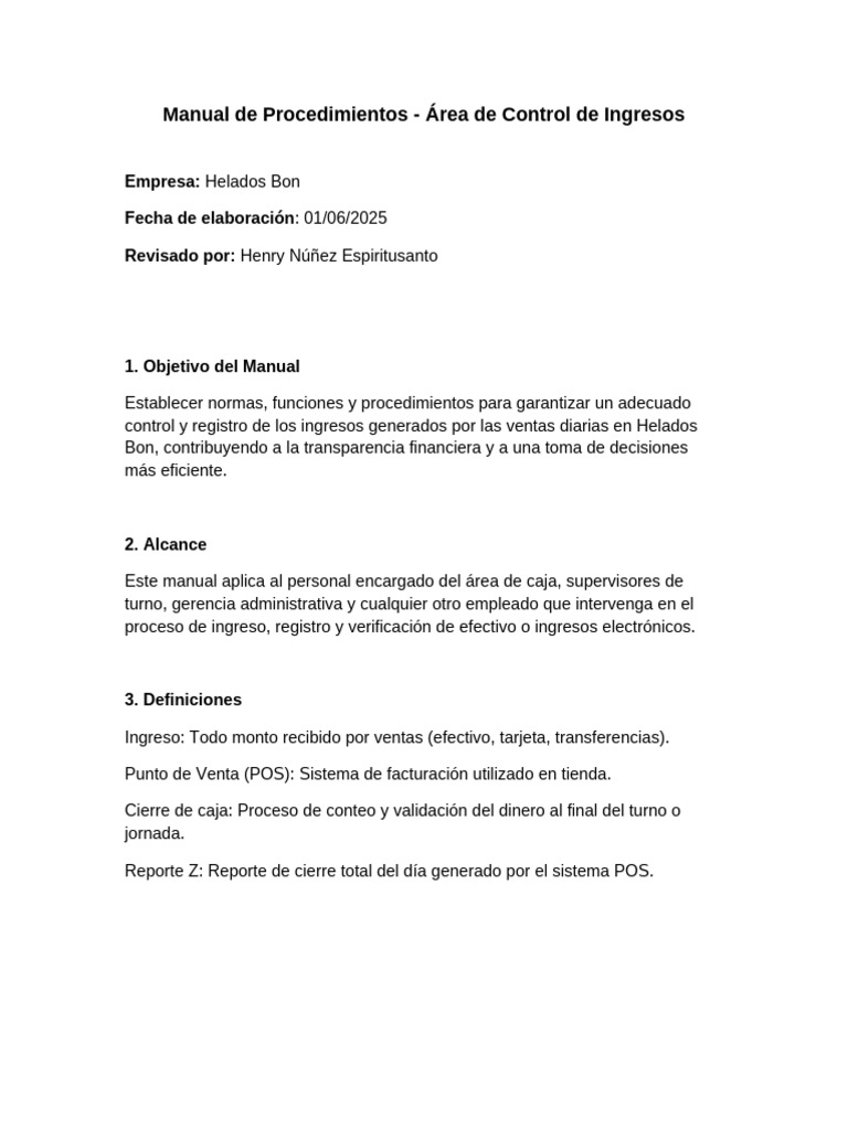 Uapa Manual - Control - Ingresos - Helados - Bon | PDF | Tarjeta de ...