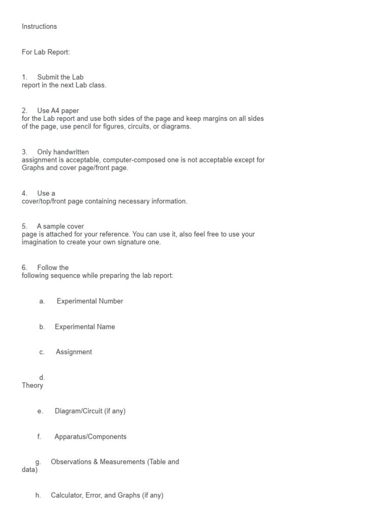Lab Report Submission Guidelines | PDF
