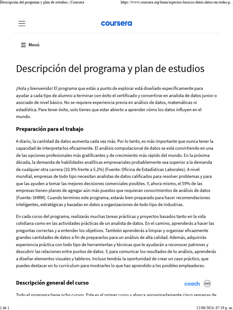 Programa de Análisis de Datos en Coursera | PDF | Plan de estudios ...