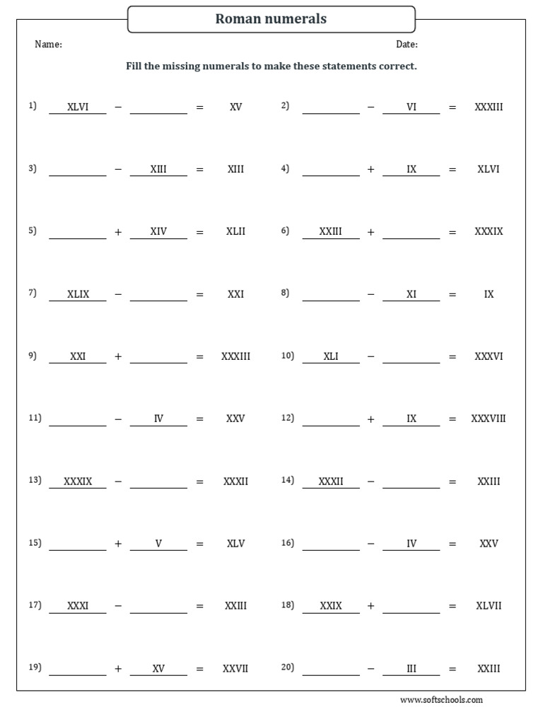 Fill The Missing Numerals Addition and Subtraction Worksheet 1 | PDF