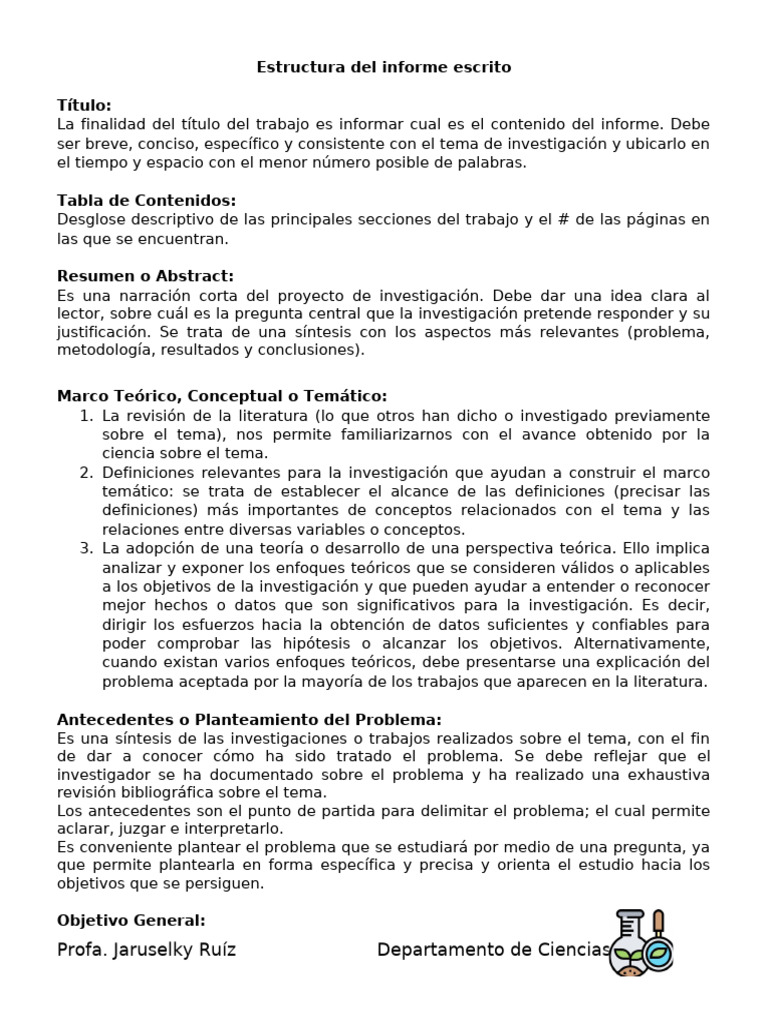 Estructura de un Informe Escrito | PDF | Teoría | Hipótesis
