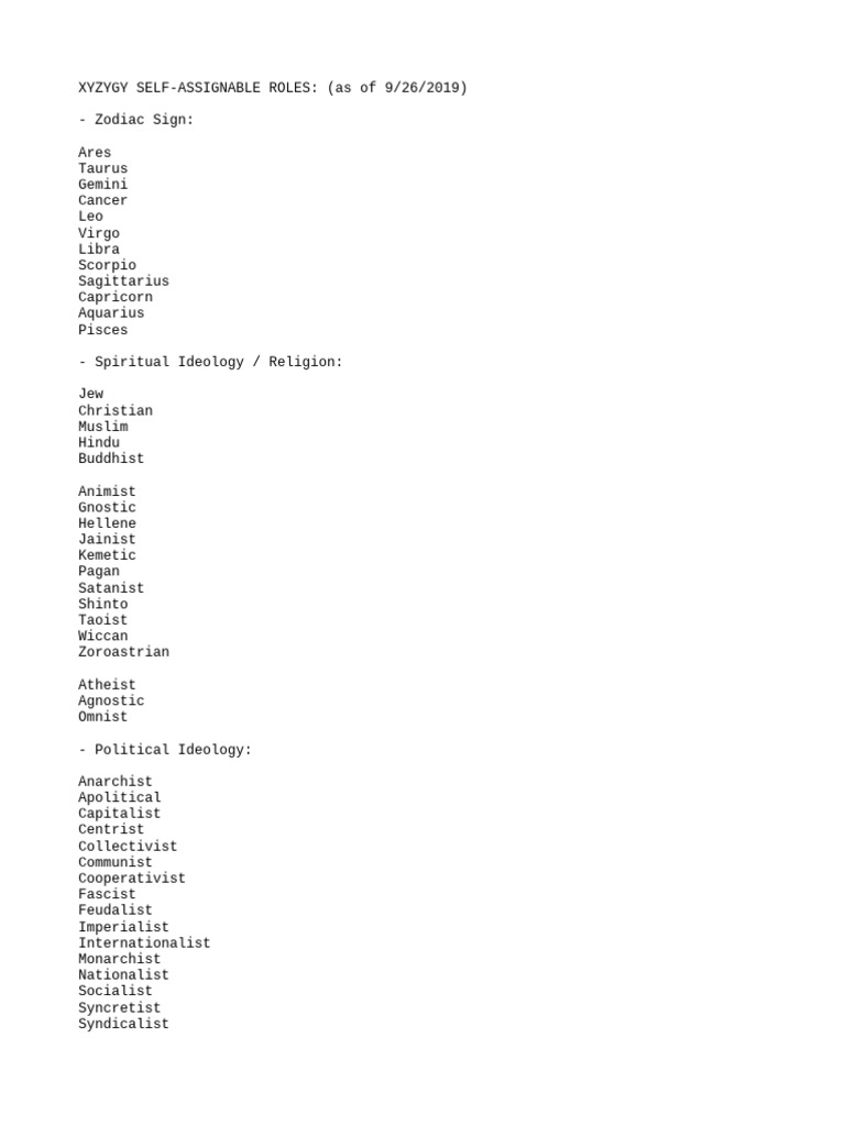 XYZYGY Self-Assignable Roles Guide | PDF