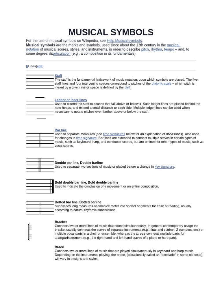 Overview of Musical Symbols and Notation | PDF | Clef | Music Theory