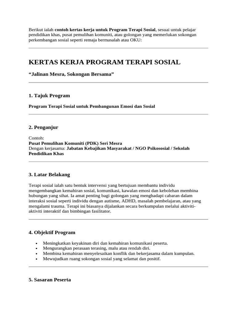 Program Terapi Sosial untuk Remaja | PDF