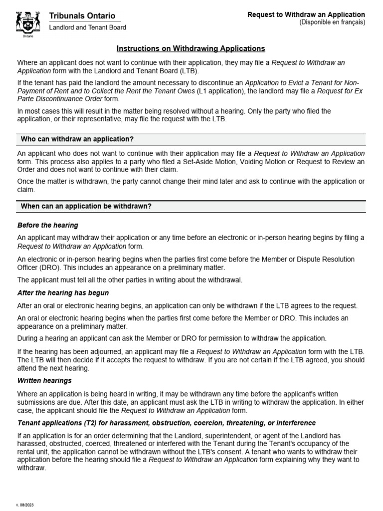 Request To Withdraw An Application | PDF | Justice | Crime & Violence