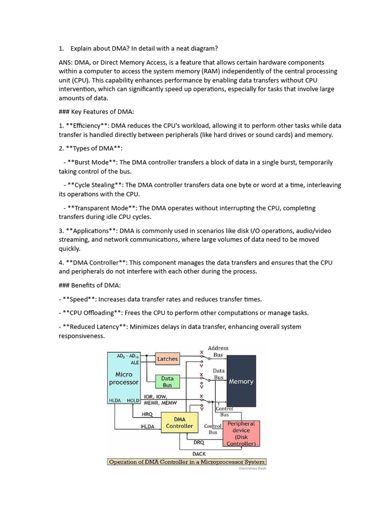 Understanding DMA and Bus Types in Computing | PDF | Electrical ...