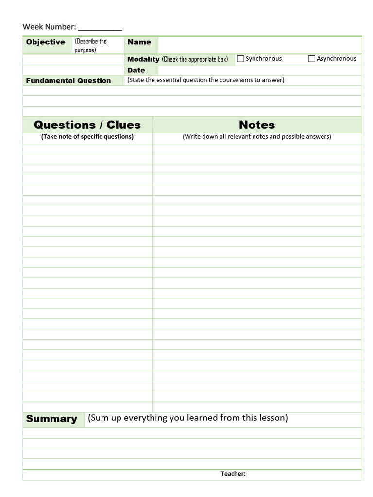 Math Note Taking Template | PDF
