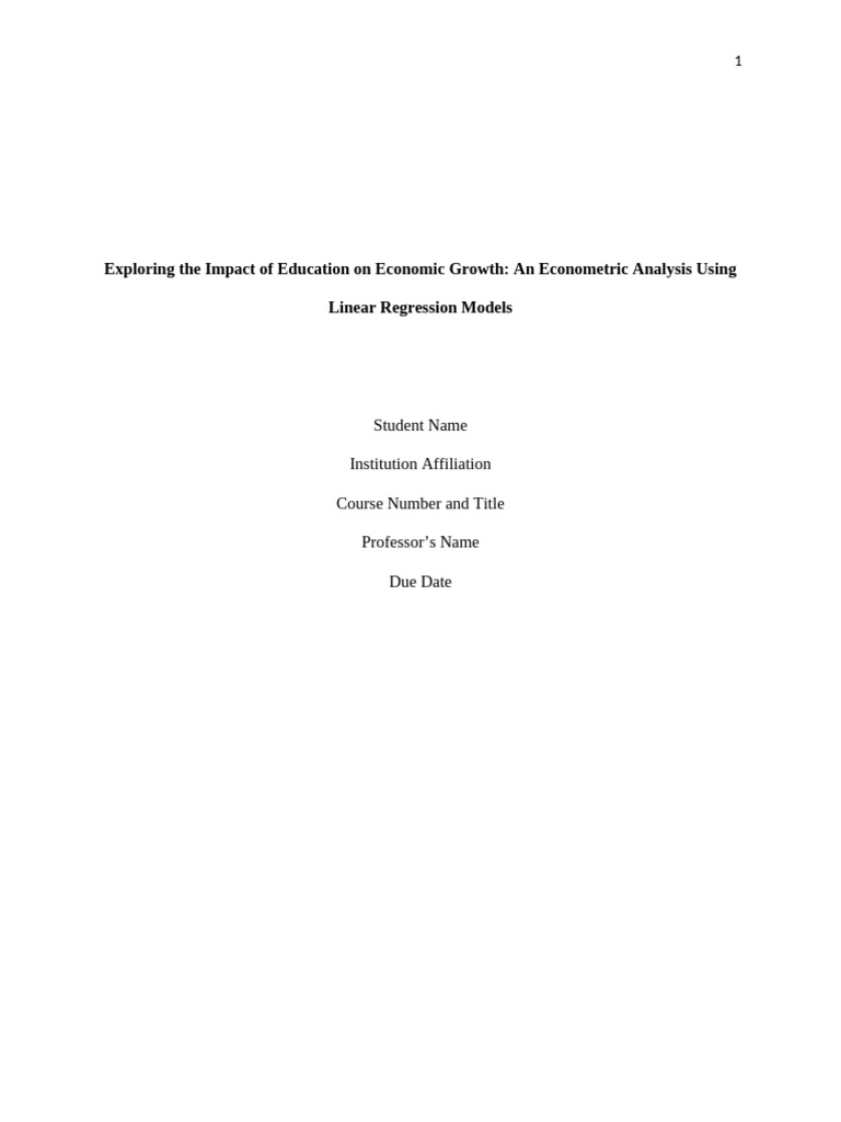 Impact of Education On Economic | PDF | Errors And Residuals | Economic ...