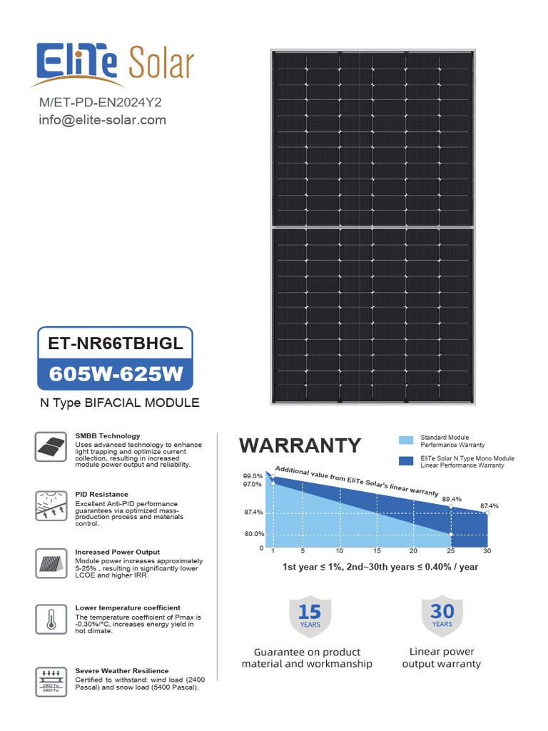 Elite Solar N Type Bifacial Module Specs | PDF | Electrical Components ...