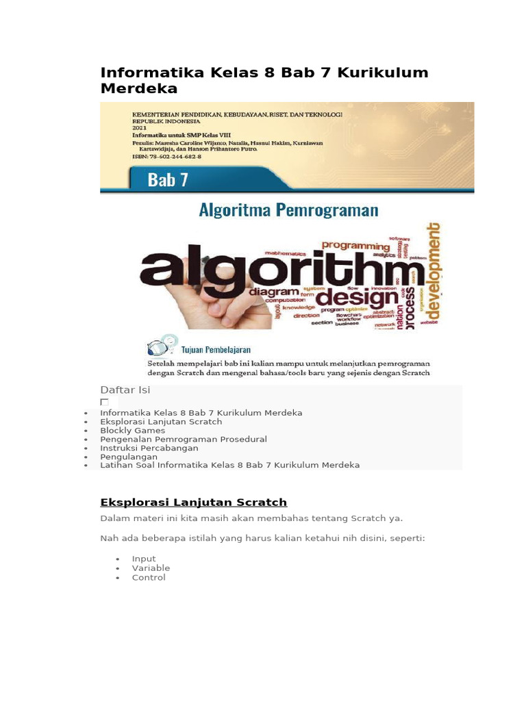 Rangkuman Informatika Kelas 8 Bab 7 | PDF