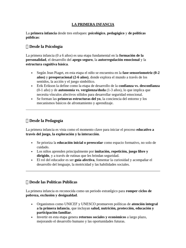 Importancia de la Primera Infancia | PDF