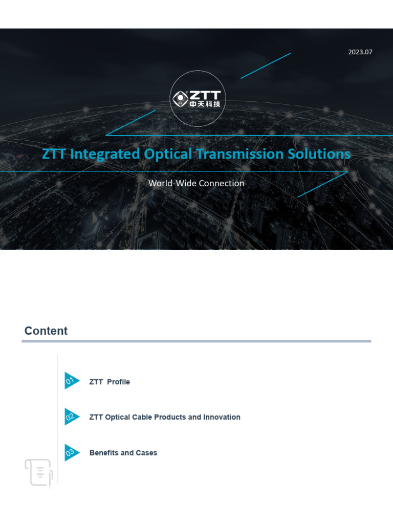 ZTT Company Profile and Innovations | PDF | Optical Fiber | Electrical ...