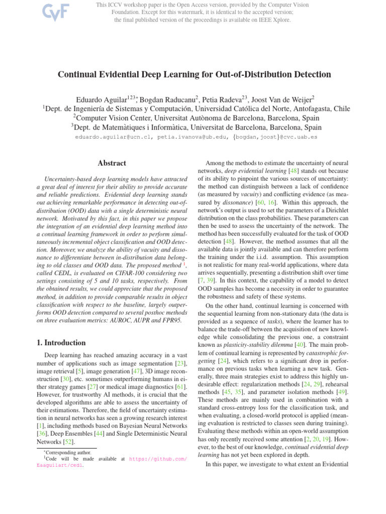 Continual Evidential Learning for OOD Detection | PDF | Deep Learning ...