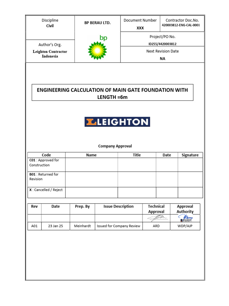 Security Gate Foundation Calculation Report | PDF