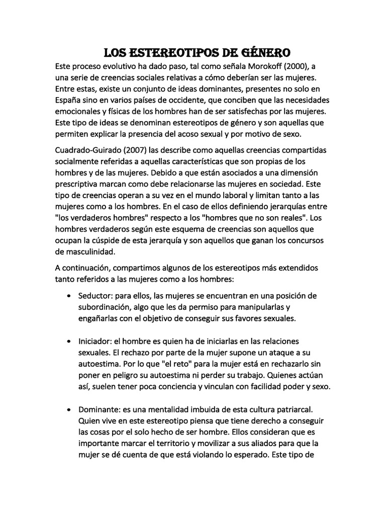 Efectos de los Estereotipos de Género | PDF | Estereotipos | Mujer