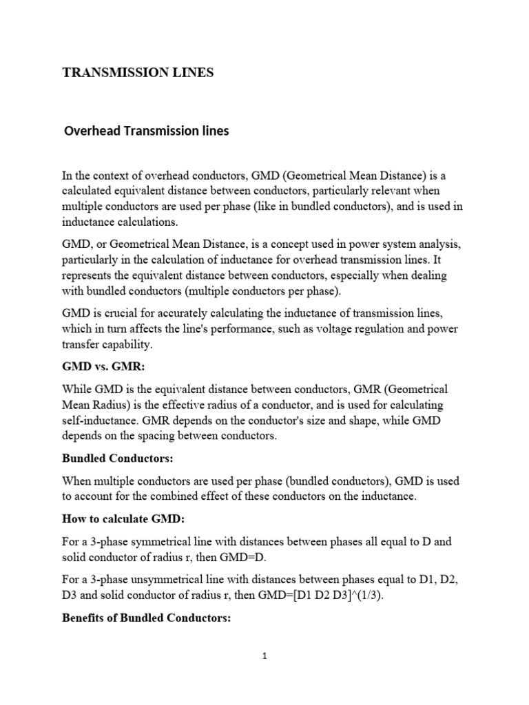 GMD and Inductance in Transmission Lines | PDF | Electric Power ...