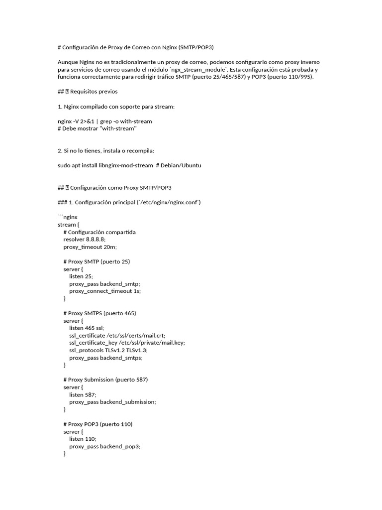Proxy de Correo con Nginx: Configuración SMTP | PDF | Servidor proxy ...