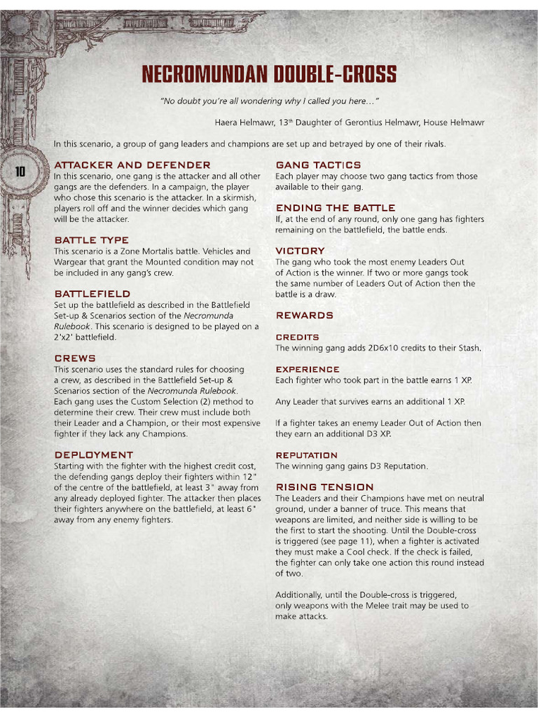 Necromunda Scenario - Double Cross | PDF