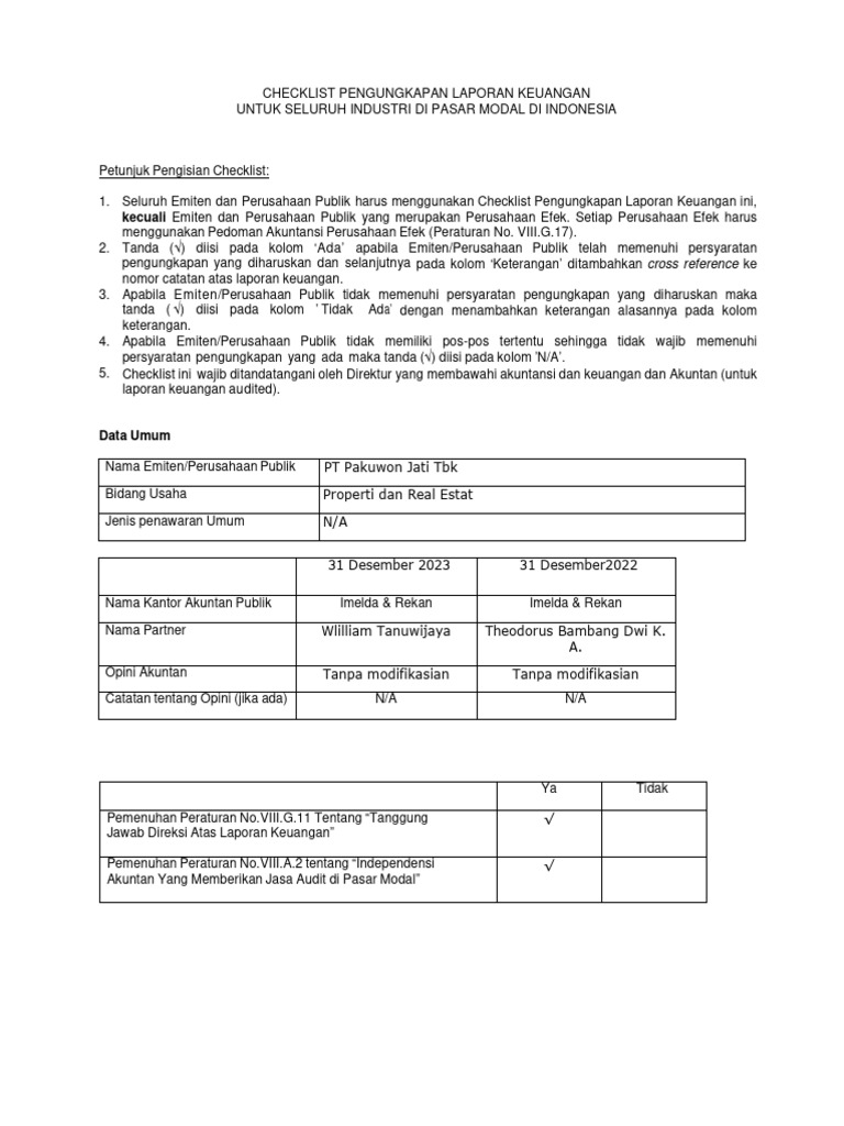 PWON - CHECKLIST - Dec 23 FINAL | PDF