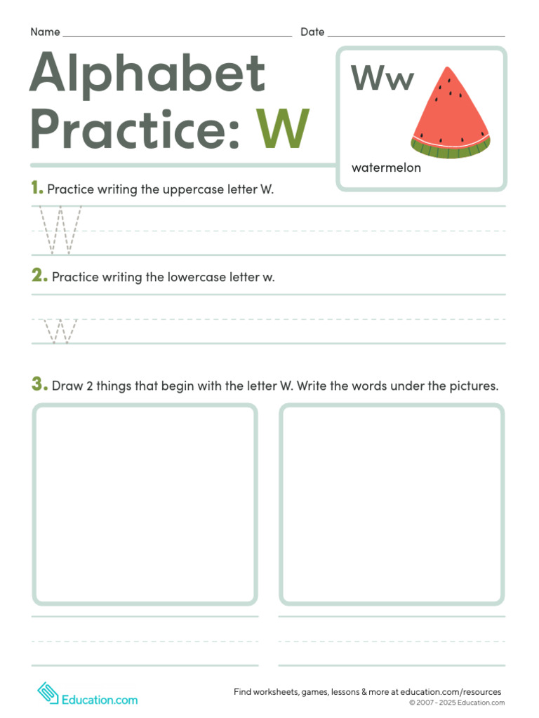 Alphabet Practice W | PDF