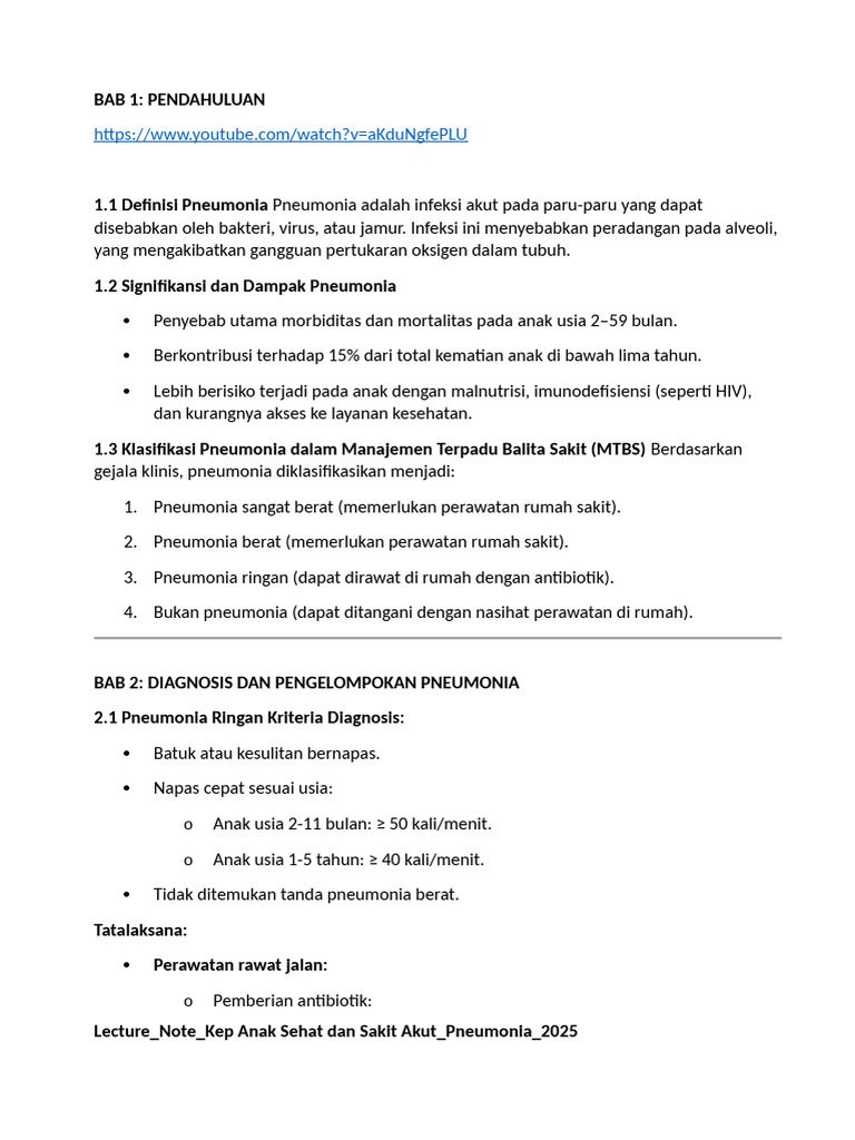 Panduan Lengkap Pneumonia pada Anak | PDF