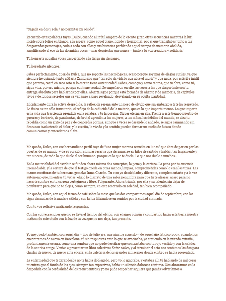 Segada en Dos y Sola - No Permitas Mi Olvido | PDF | Verdad | Humor