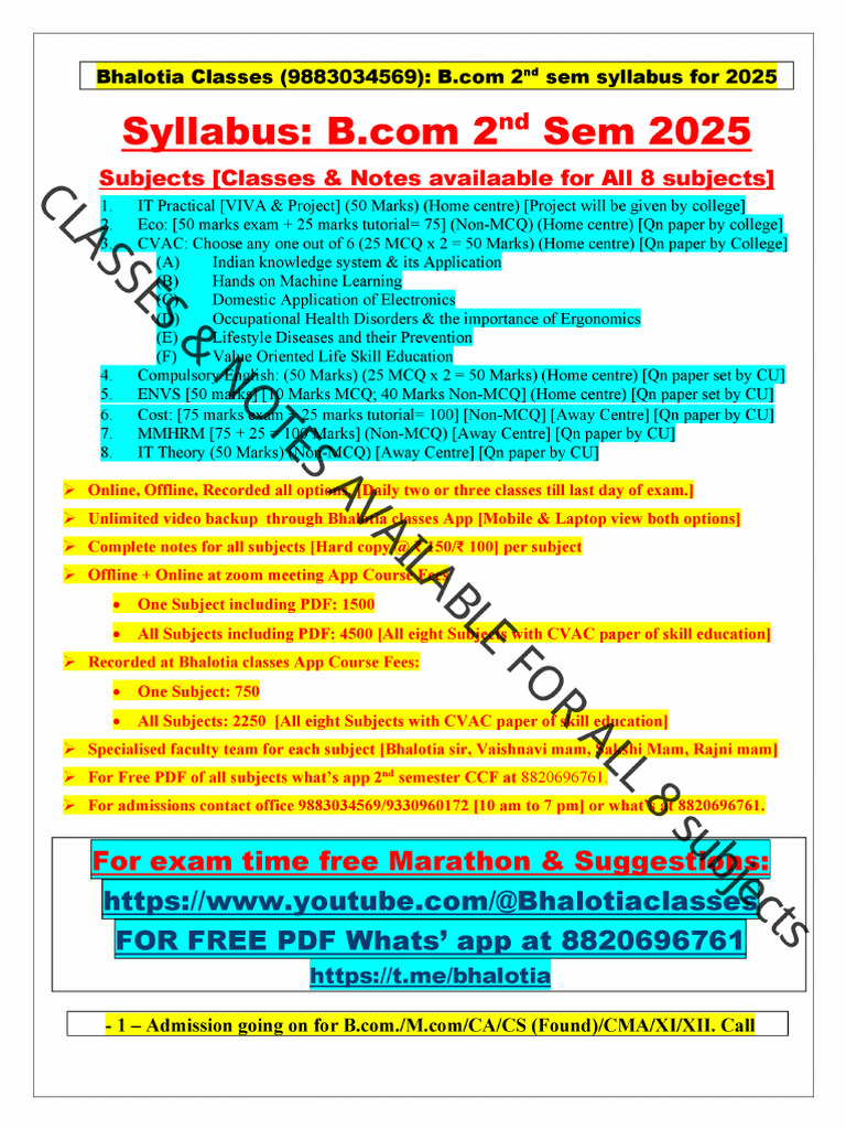 2nd Sem Syllabus (All 8 Subjects at 2250) | PDF