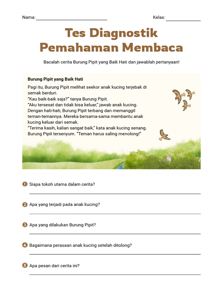 Burung Pipit Menolong Anak Kucing | PDF