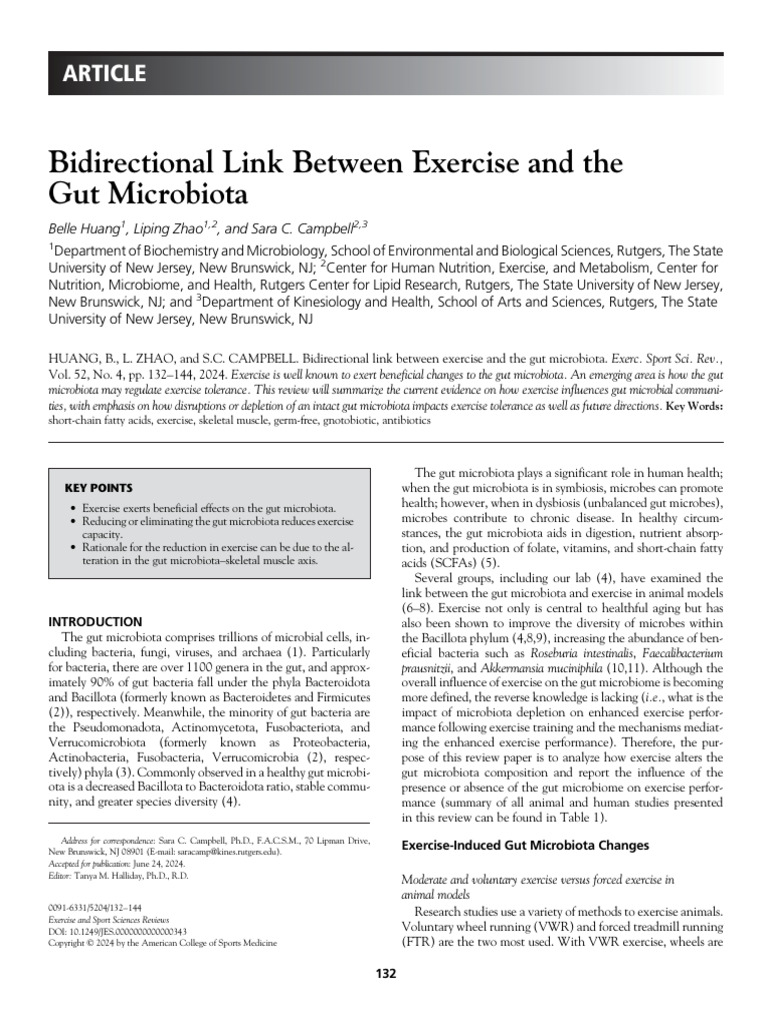 Exercise's Impact on Gut Microbiota | PDF | Biology