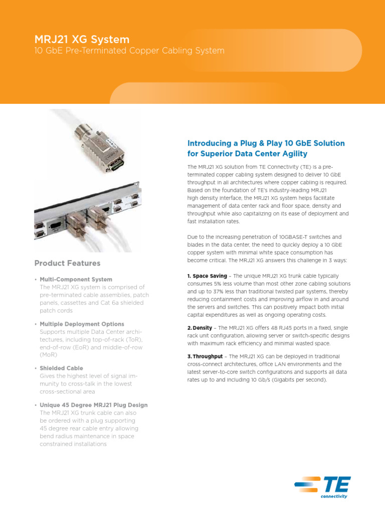 MRJ21 XG 10 GbE Cabling Solution | PDF | Data Center