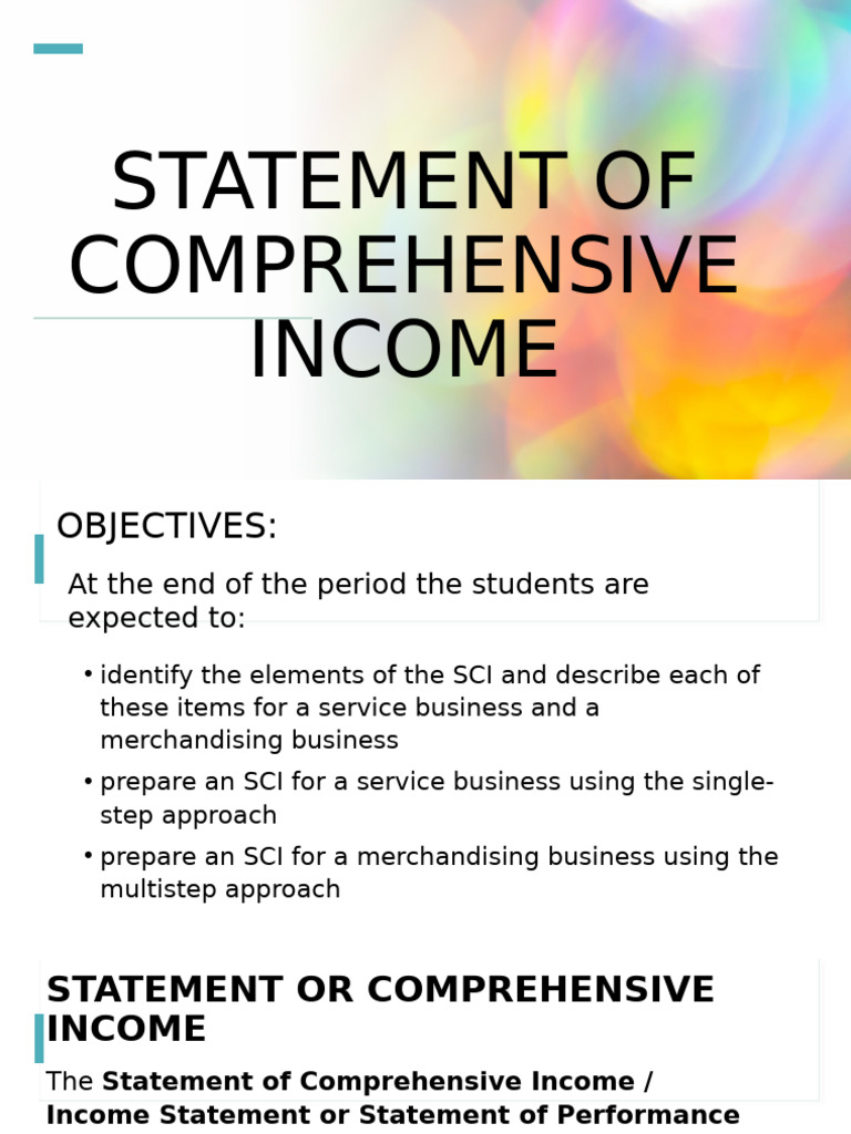 Statement of Comprehensive Income | PDF | Expense | Income Statement