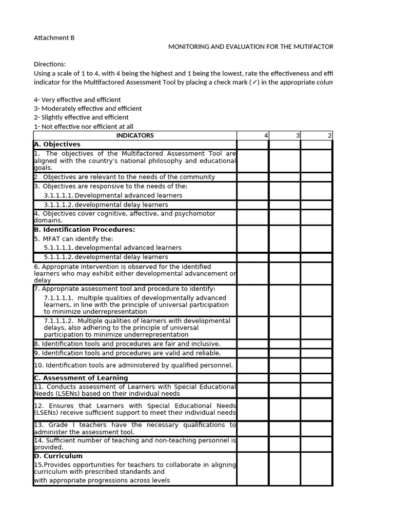 Multifactored Assessment Tool Evaluation | PDF | Educational Assessment ...