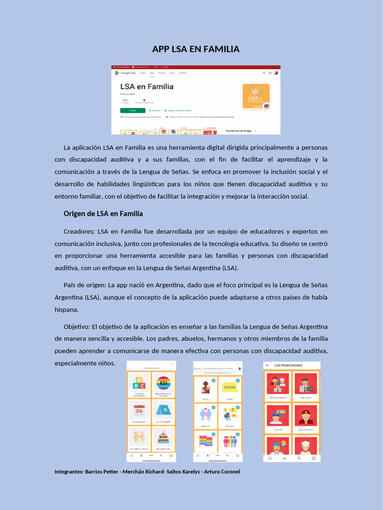 App LSA en Familia: Inclusión y Aprendizaje | PDF | Aprendizaje ...