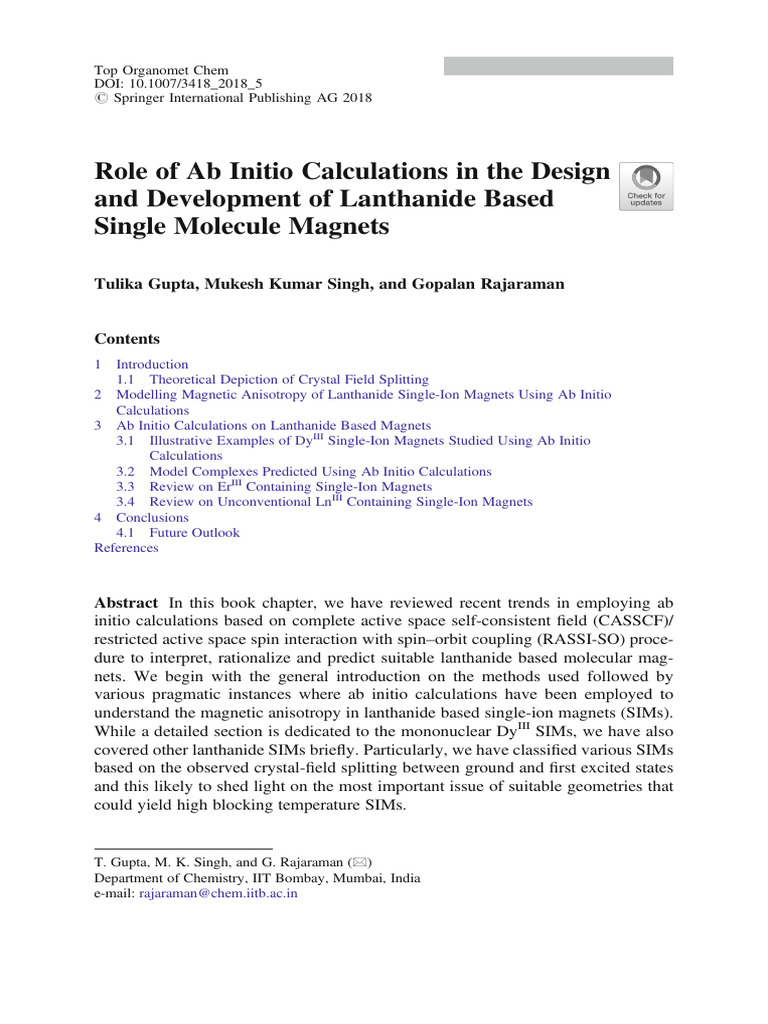 Ab Initio in Calculations of Lanthanides | PDF | Coordination Complex ...