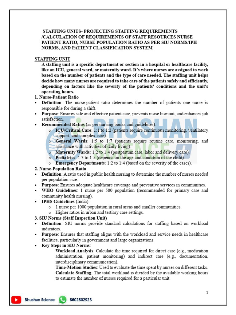 Staffing Requirements in Nursing Units | PDF | Nursing | Intensive Care ...