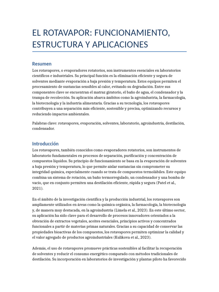 Rotavapores: Funcionamiento y Aplicaciones | PDF | Destilación | Química