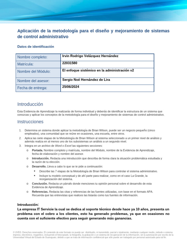 Velázquez Rodrigo MetodologíaWilson | PDF | Información | Business