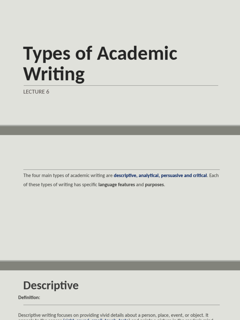 Types of Academic Writing Explained | PDF | Essays | Argument