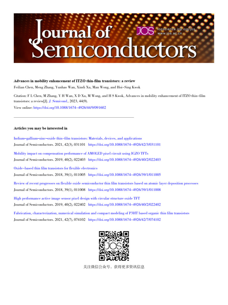 ITZO Thin-Film Transistor Mobility Review | PDF | Materials Science ...