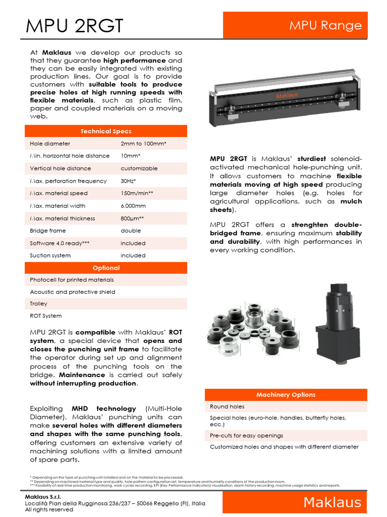 Maklaus MPU 2RGT: High-Speed Hole Puncher | PDF | Mechanical Engineering