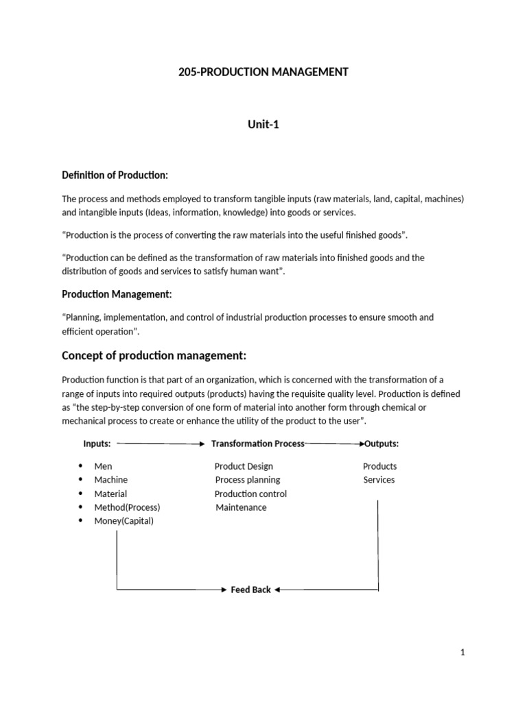 Production Management Overview and Functions | PDF | Factors Of ...