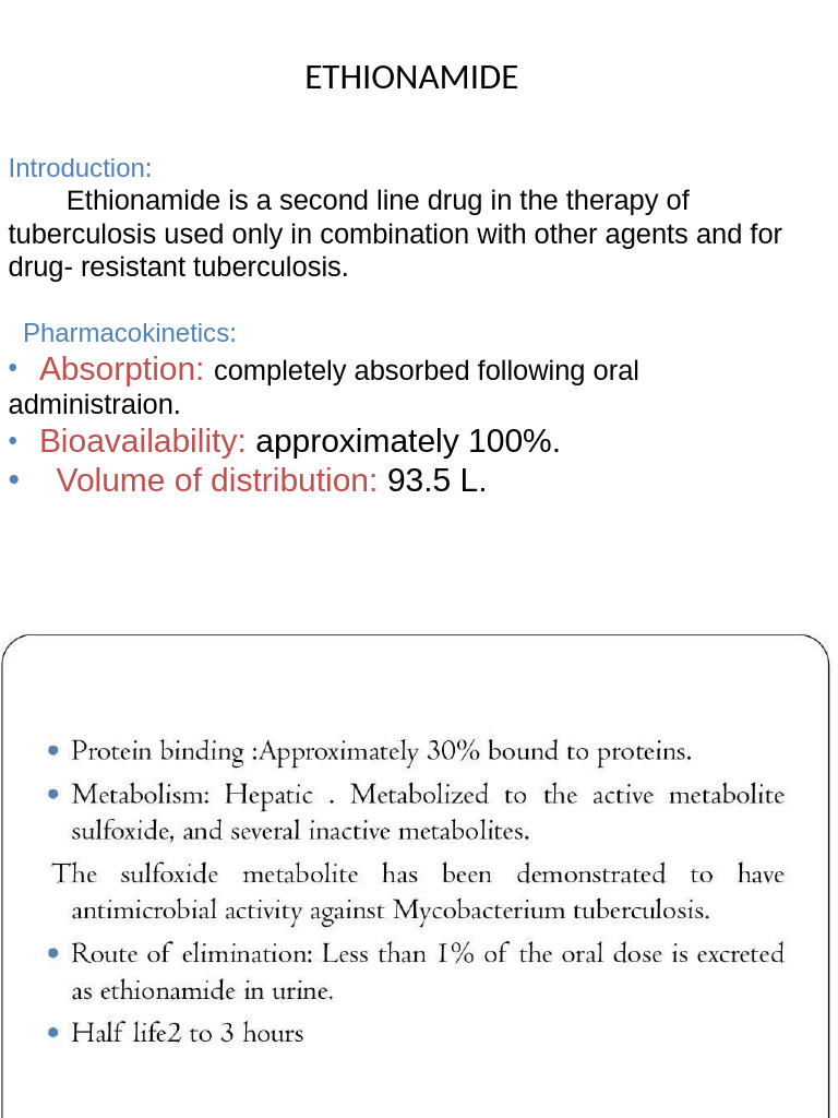 Ethionamide: Second-Line TB Treatment | PDF