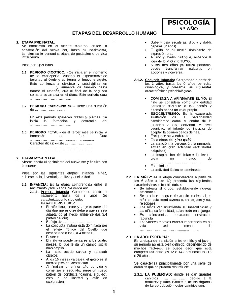 Etapas del Desarrollo Humano | PDF | Adultos | Embrión