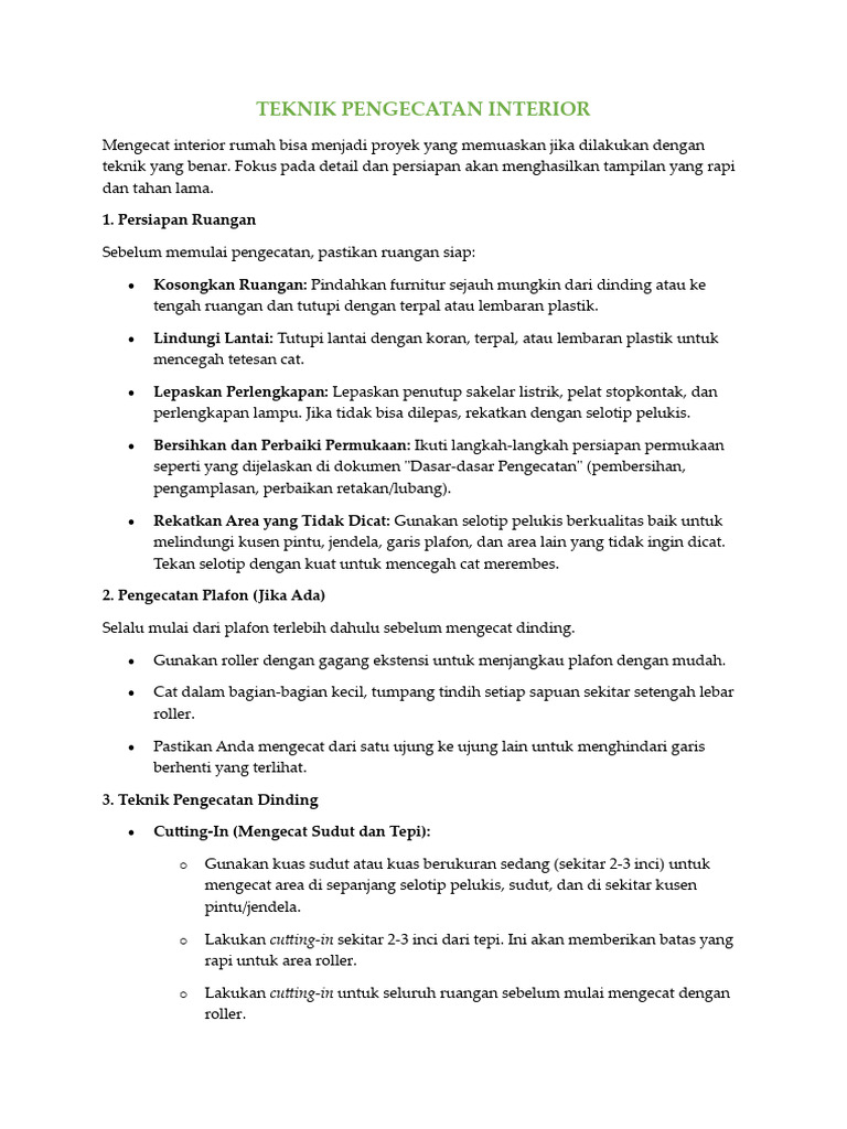 Teknik Pengecatan Interior | PDF