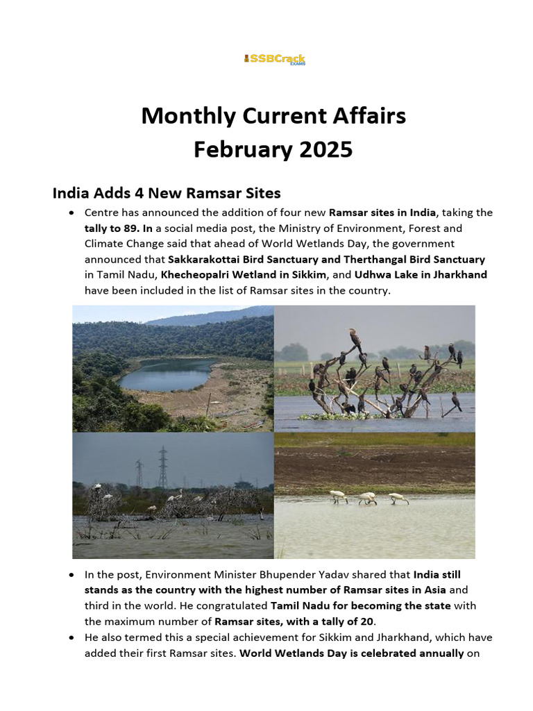 February 2025 Current Affairs Highlights | PDF | Exoplanet