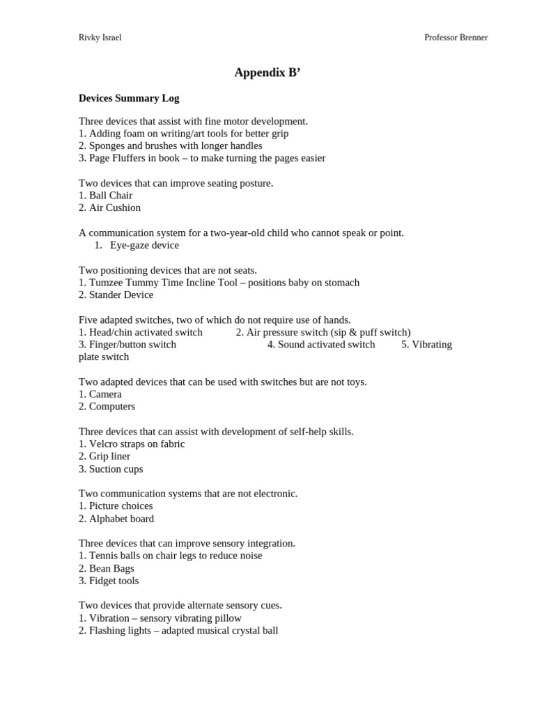 Appendix B - Device Summary Log | PDF