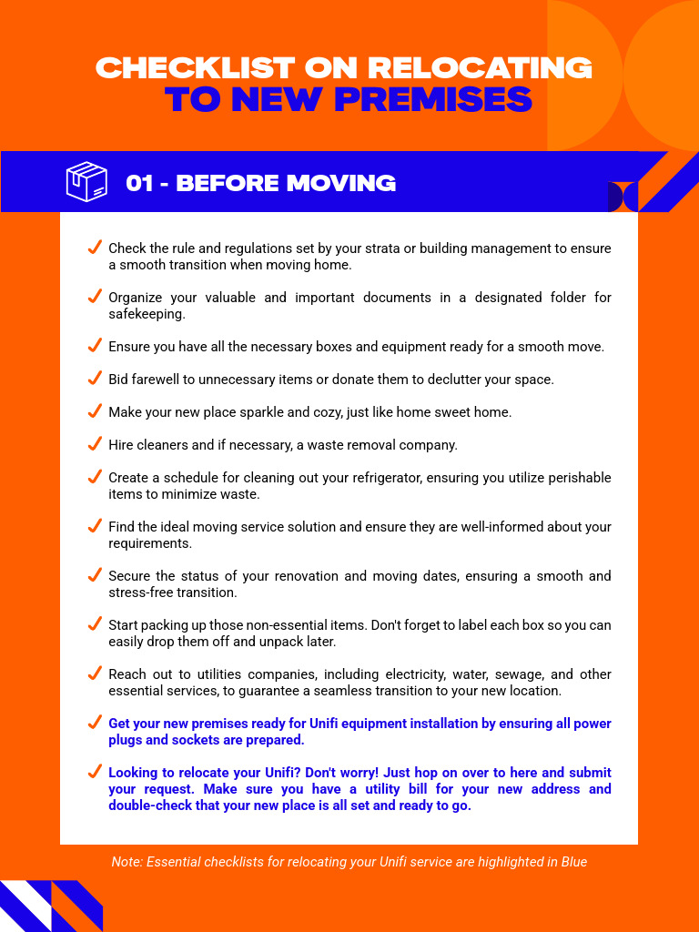 Photo inspiration: Unifi Relocation Checklist Guide Photo Inspiration
